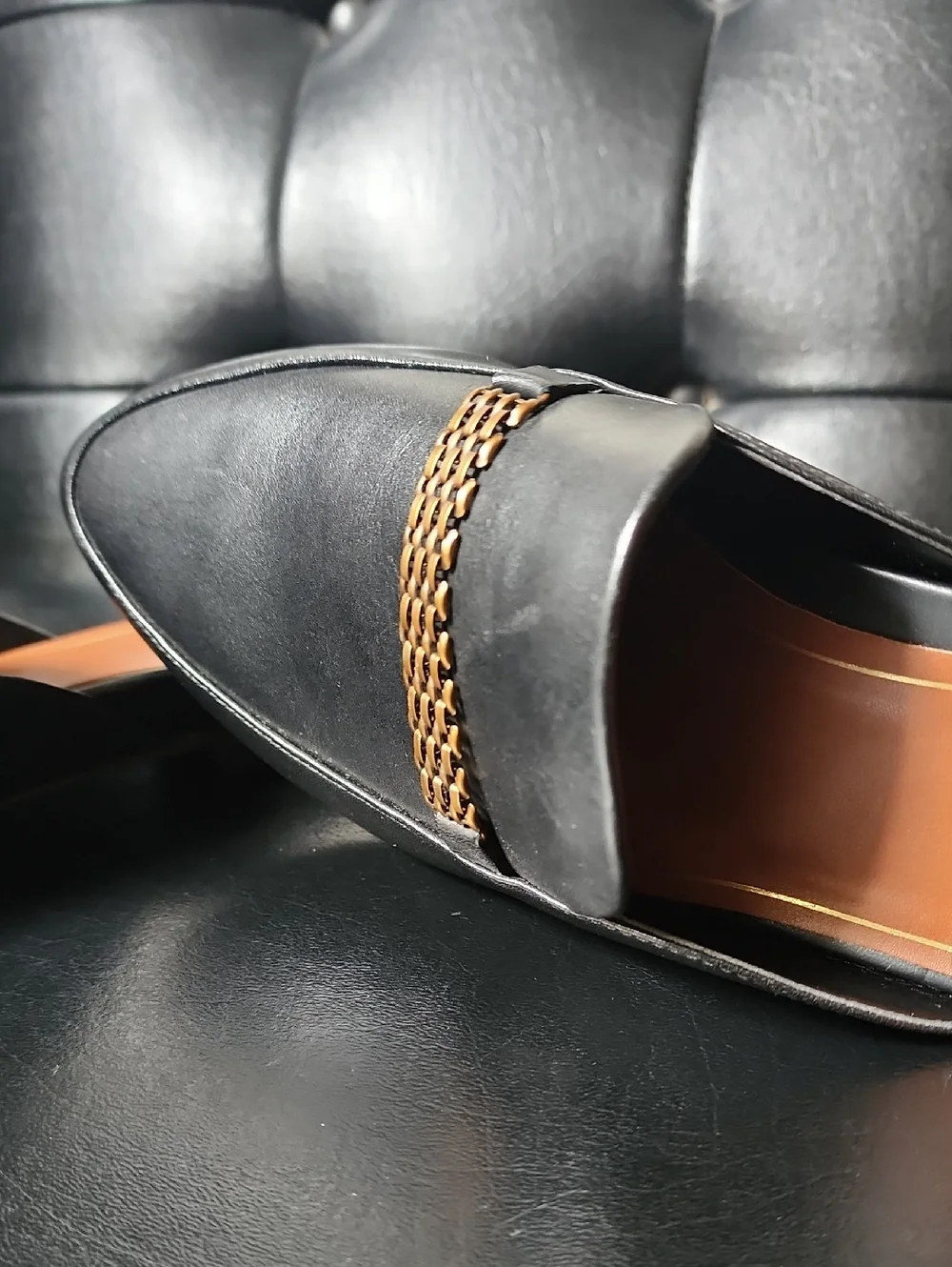 VIONIC Starling Black Leather Mules Slides Loafers Arch Support Chain Link 8.5 - Picture 11 of 12